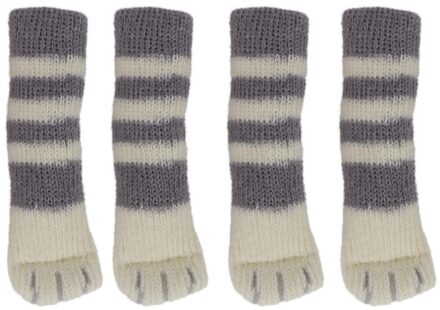 4 Stks/set Floor Protectors Stoel Been Tafel Voet Covers Deurknop Cover Meubels Anti-Slip Kussen Home Decoratie Mooie Kat voeten donker grijs