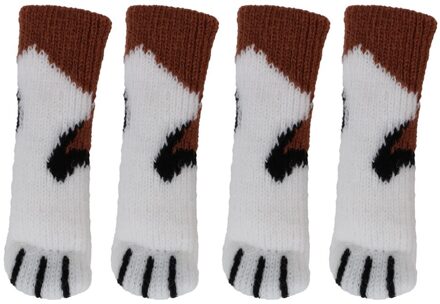 4 Stks/set Floor Protectors Stoel Been Tafel Voet Covers Deurknop Cover Meubels Anti-Slip Kussen Home Decoratie Mooie Kat voeten wit