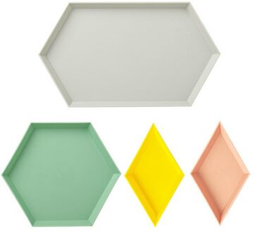4 Stks/set Geometrische Diamant Vorm Fruit Salade Lade Plastic Ontbijt Dessert Thee Dienblad Tafelblad Sieraden Houder Desktop Snack Plaat