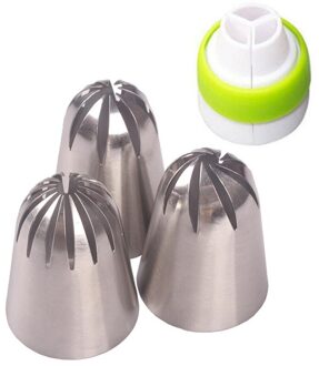 4 Stks/set Grote Russische Icing Piping Tips Coupler Cupcake Cake Decorating Diy Dessert Bakken Rvs Pastry Tips Tool