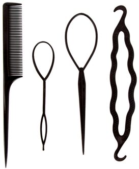 4 Stks/set Haar Vlechten Braid Tool Set Vrouwen Haar Twist Styling Dubbele Haak Clip Stick Bun Maker Braid Gereedschap haar Accessoires stijl 1