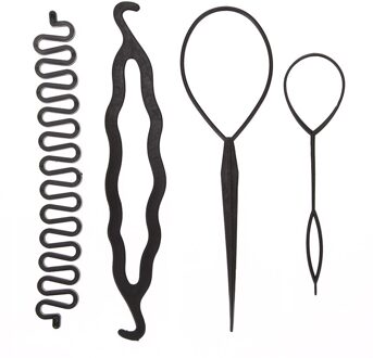 4 Stks/set Haar Vlechten Braid Tool Set Vrouwen Haar Twist Styling Dubbele Haak Clip Stick Bun Maker Braid Gereedschap haar Accessoires stijl 2