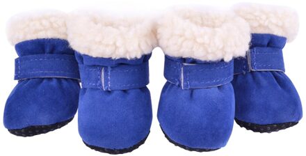 4 stks/set Hond Schoenen Dikke Winter Snowboots Warme Hond Laarzen Oxford Anti Slip Schoenen voor Kleine Huisdier product ChiHuaHua S, m, L, XL Blauw / M