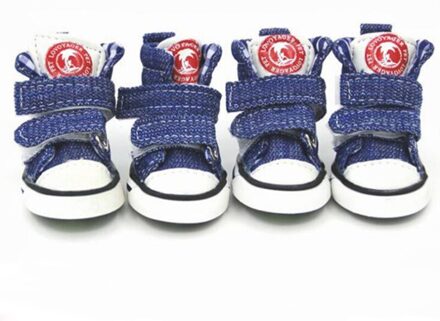 4 Stks/set Hond Schoenen Pet Dog Antislip Canvas Boot Chihuahua Puppy Kat Denim Blauw Sneakers Voor Kleine Grote honden Schoenen Dierbenodigdheden XS