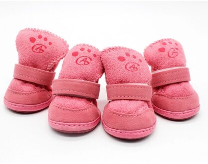 4 Stks/set Honden Snowboots Huisdieren Roze Puppy Schoenen Winter Warm Soft Cashmere Poten Care Anti-Skid Sole Wandelen running Huisdieren Benodigdheden 2