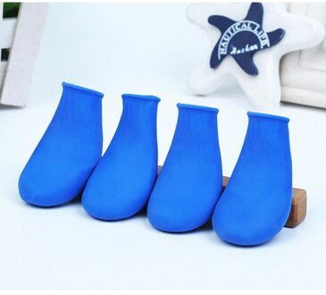 4 Stks/set Honden Winter Schoenen Regen Sneeuw Waterdichte Booties Sokken Rubber Anti-Slip Schoenen Voor Kleine Hond Puppies schoeisel Cachorro Blauw / M