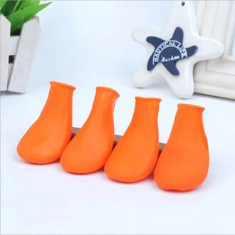 4 Stks/set Honden Winter Schoenen Regen Sneeuw Waterdichte Booties Sokken Rubber Anti-Slip Schoenen Voor Kleine Hond Puppies schoeisel Cachorro oranje / M