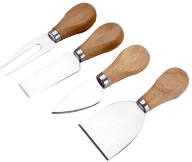 4 Stks/set Houten Handvat Eiken Bamboe Kaas Cutter Knife Slicer Kit Keuken Kaas Cutter Nuttig Koken Gereedschap