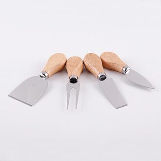 4 Stks/set Houten Handvat Sets Bard Set Eiken Bamboe Kaas Cutter Knife Slicer Kit Keuken Cheedse Cutter Nuttig Koken Gereedschap