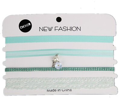 4 Stks/set Lady Fluwelen Zwart Kant Fluwelen Strip Vrouw Kraag Partij Sieraden Hals Accessoires Chokers Handgemaakte Ketting munt groen