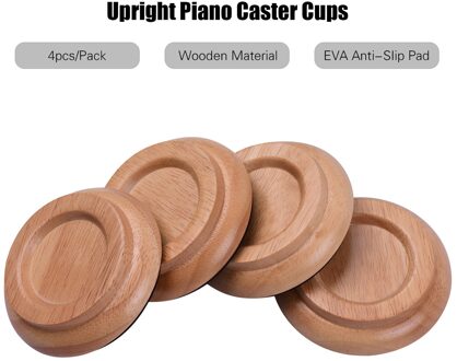 4 Stks/set Massief Houten Upright Piano Caster Cups Coaster Met Anti-Slip Eva Pad Piano Accessoires Toetsenbord Instrument Accessoires geel