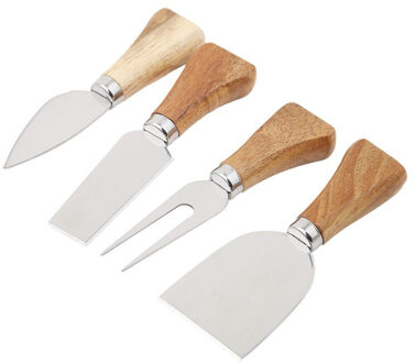 4 Stks/set Messen Kaasrasp Board Set Bamboe Houten Handvat Kaas Mes Slicer Kit Keuken Koken Tool Kaas Cutter Slicer