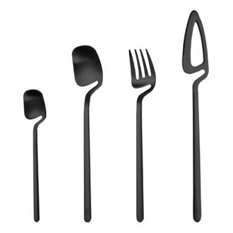 4 Stks/set Multifunctionele Bestek Roestbestendig Set Multifunctionele Makkelijk Te Gebruiken Rvs Restaurant Party Servies Set zwart