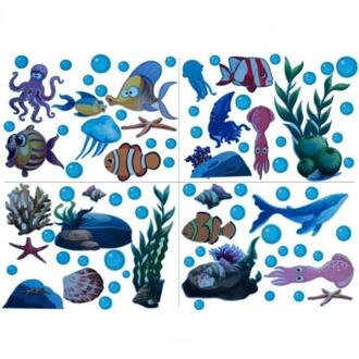 4 Stks/set Muursticker Punch Gratis Slijtage Pvc Lichtgevende Onderwater Wereld Animal Muurtattoo Voor Thuis Kinderkamer Kleuterschool