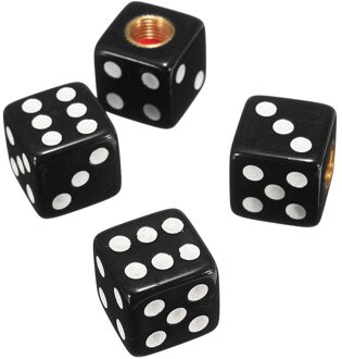 4 Stks/set Plastic Wheel Stem Band Air Valve Stofdicht Cap Gouden Dobbelstenen Band Ventieldopjes Bike Auto Vrachtwagen Band ventiel Stofkap zwart