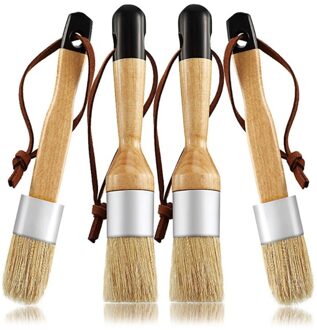 4 Stks/set Platte En Ronde Krijt Wax Penselen Meubels Diy Schilderen Waxen Tool Haren Stencil Borstels