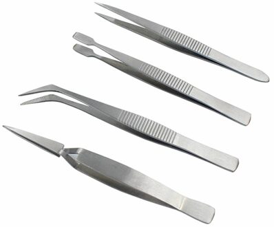 4 Stks/set Precisie Pincet Roestvrij Staal Dikke Elektronica Tang Wenkbrauw Pincet Anti-Skid Make-Up Reparatie Multi Gereedschap