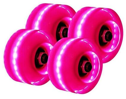 4 Stks/set Roller Skate Wielen Led Sliding Schaatsen Lichtgevende Licht Up Quad Roller Skateboard Schaatsen Accessoires roze