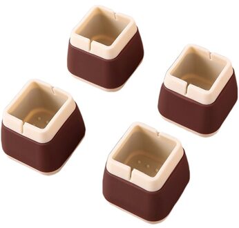 4 Stks/set Siliconen Antislip Tafel Stoel Been Caps Vierkante/Ronde Vorm Meubels Vloer Voeten Cover Protector Pads plein Coffe