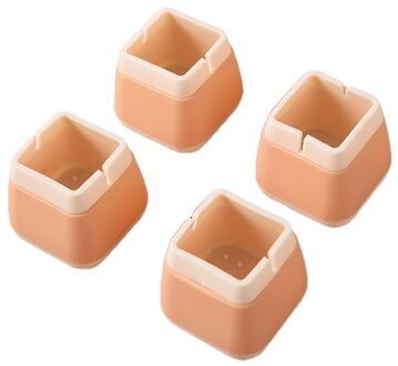 4 Stks/set Siliconen Antislip Tafel Stoel Been Caps Vierkante/Ronde Vorm Meubels Vloer Voeten Cover Protector Pads plein oranje