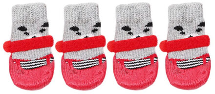 4 Stks/set Sml Size Katoen Hond Schoenen Waterdicht Antislip Hond Regen Snowboots Sokken Schoeisel voor Puppy Kleine Katten Honden rood / L