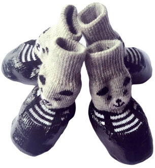 4 Stks/set Sml Size Katoen Rubber Hond Schoenen Waterdicht Antislip Hond Regen Snowboots Sokken schoeisel Voor Puppy Kleine Katten Honden zwart / M