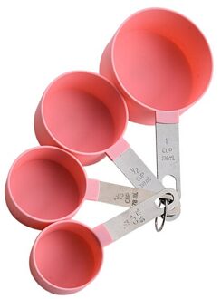 4 Stks/set Thee Koffie Maatlepel Keuken Koken Gereedschap Rvs Handvat Bakken Accessoires roze Measuring cup