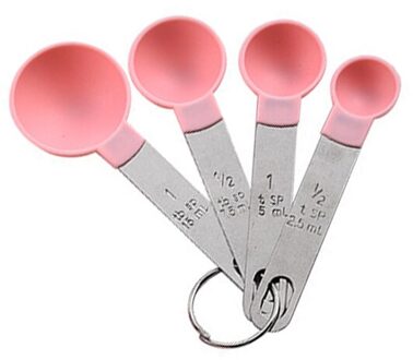 4 Stks/set Thee Koffie Maatlepel Keuken Koken Gereedschap Rvs Handvat Bakken Accessoires roze Measuring lepel