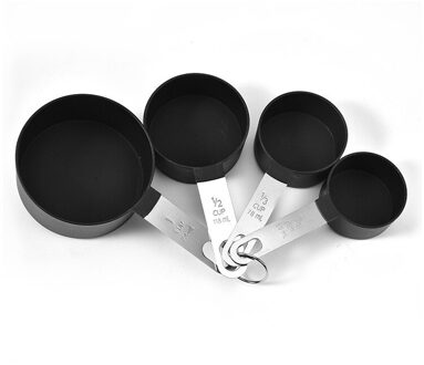4 Stks/set Thee Koffie Maatlepel Keuken Koken Gereedschap Rvs Handvat Bakken Accessoires zwart cup