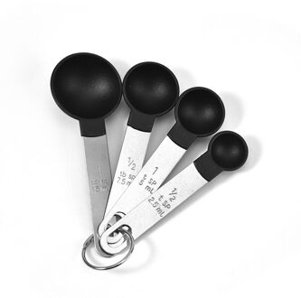4 Stks/set Thee Koffie Maatlepel Keuken Koken Gereedschap Rvs Handvat Bakken Accessoires zwart lepel