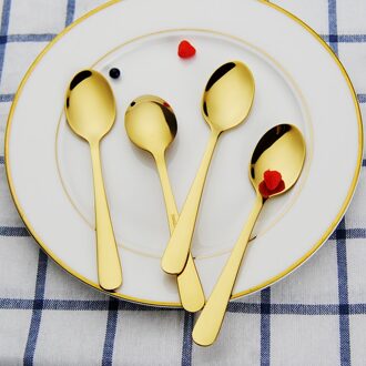 4 Stks/set Thee Party Lepel Set Theelepels Eetlepel 18/8 Rvs Vergulde Thee Lepels Bestek Set Voor thee