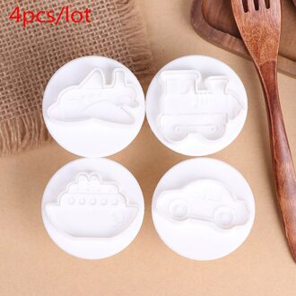 4 Stks/set Vliegtuig/Voertuig/Tank/Auto Vorm Plastic Biscuit Cookie Cutters Fondant Gebak Mold Candy Mold Cake decoreren Gereedschappen