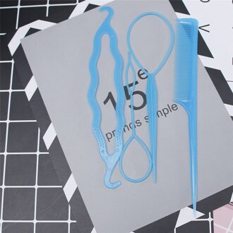 4 stks/set Vrouwen Meisjes Magic Hair Vlechten Twist Curler Styling Set Professionele Haarspeld Holding Braiders Haar Kammen blauw