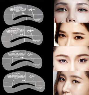 4 stks/set Wenkbrauw Stencils Gevleugelde Eyeliner Stencil Grooming Kit Make-Up Tool Vormgeven Sjabloon Wenkbrauw Eyeliner Modellen