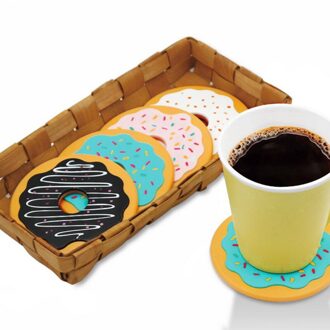 4 Stks Tafel Cup Mat Decor Koffie Drink Placemat Servies Spinning Retro Vinyl Donut Drankjes Onderzetters