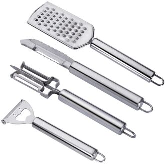 4 Stuk Multifunctionele Rvs Dunschiller, Fruit Dunschiller, Vis Schaal Remover, fruit Slicer En Ruitenwisser Keuken Gadget
