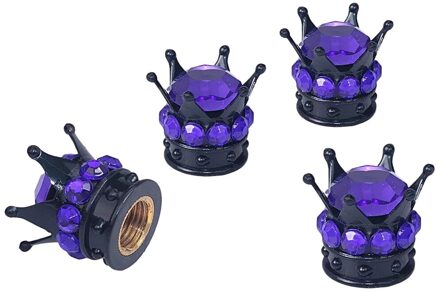 4 Stuk Pure Handgemaakte Bling Steentjes Ventieldopjes-4 Pack Ventieldopje paars