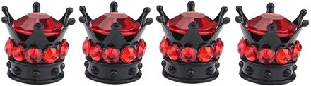 4 Stuk Pure Handgemaakte Bling Steentjes Ventieldopjes-4 Pack Ventieldopje rood