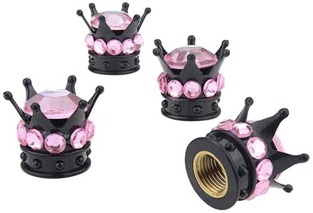 4 Stuk Pure Handgemaakte Bling Steentjes Ventieldopjes-4 Pack Ventieldopje roze