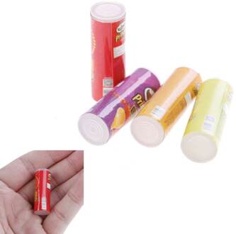 4 stuks 1/12 Pop Speelgoed Leuke 4 Flessen Mini Simulatie Potat Chips Poppenhuis Miniatuur Keuken Voedsel Voor poppen
