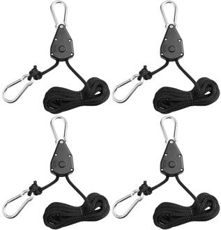 4 Stuks 1/8 Inch Zware Verstelbare Grow Light Ratchet Touw Hanger Yoyo Voor Groeien Licht Armaturen Tuinieren grijs