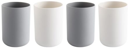 4 Stuks 300Ml Tand Mokken Tandenborstel Tandpasta Cups Holder Badkamer Aanrecht Cups (Grijs En Wit Voor Elke 2 stuks)
