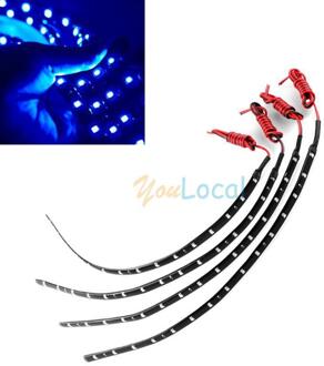 4 Stuks 30Cm 15 Led 2835 Motorrijwiel Flexibele Strip Licht Waterdicht 12V Wit Geel Rood Blauw Groen