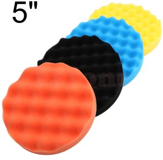 4 Stuks 5 Inch (125Mm) Buffing Polijsten Spons Pad Kit Voor Auto Polijstmachine Buffer 3duim