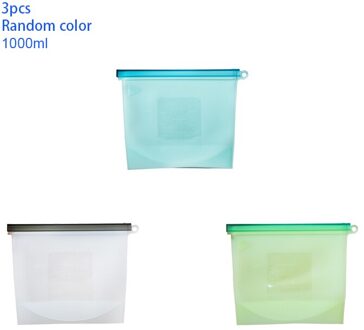 4 stuks 500/1000/1500 ml/4000 ml Herbruikbare Silicone Voedsel Opslag Verse Zakken Fruit Vlees Melk opbergzakken Keuken Accessoires 3stk 1000ml
