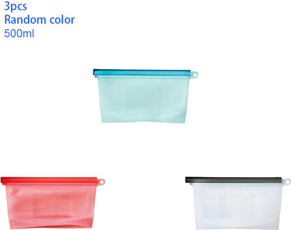 4 stuks 500/1000/1500 ml/4000 ml Herbruikbare Silicone Voedsel Opslag Verse Zakken Fruit Vlees Melk opbergzakken Keuken Accessoires 3stk 500ml