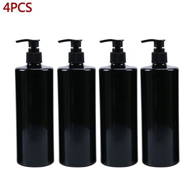 4 Stuks 500Ml Eenvoudige Zeep Fles Badkamer Douchegel Hervulbare Flessen Zwarte Platte Schouder Drukken Lotion Fles