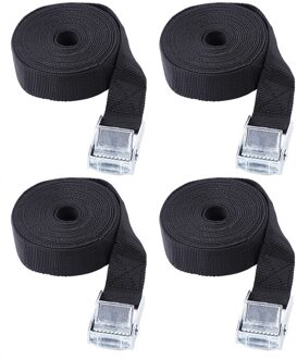 4 Stuks 5M Vastbinden Riem Riem Reizen Bagage Tas Goederen Sjorren Met Gesp zwart