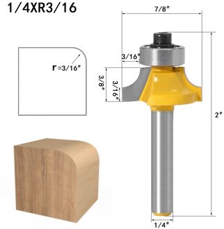 4 Stuks 6.35Mm 6Mm Schacht Hoek Ronde Over Rand Hout Router Bit 2 Fluit Hoek Ronde Cove Box bit Houtbewerking Tenon Cutter Tool 6.35m shank NO2