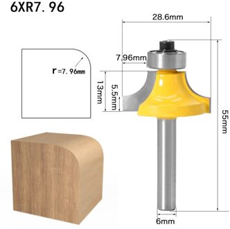 4 Stuks 6.35Mm 6Mm Schacht Hoek Ronde Over Rand Hout Router Bit 2 Fluit Hoek Ronde Cove Box bit Houtbewerking Tenon Cutter Tool 6mm shank NO4